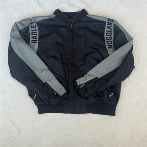 Harley-Davidson Men's Black and Gray Bomber Jacket